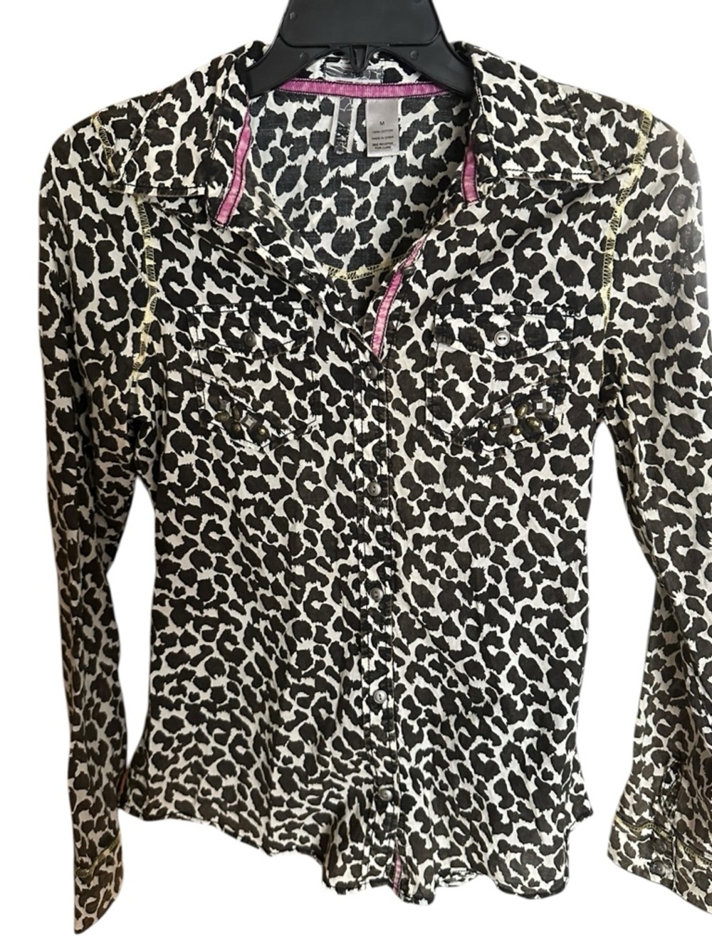 BKE Black and White Leopard Print Button Down Shirt- Like new!!!